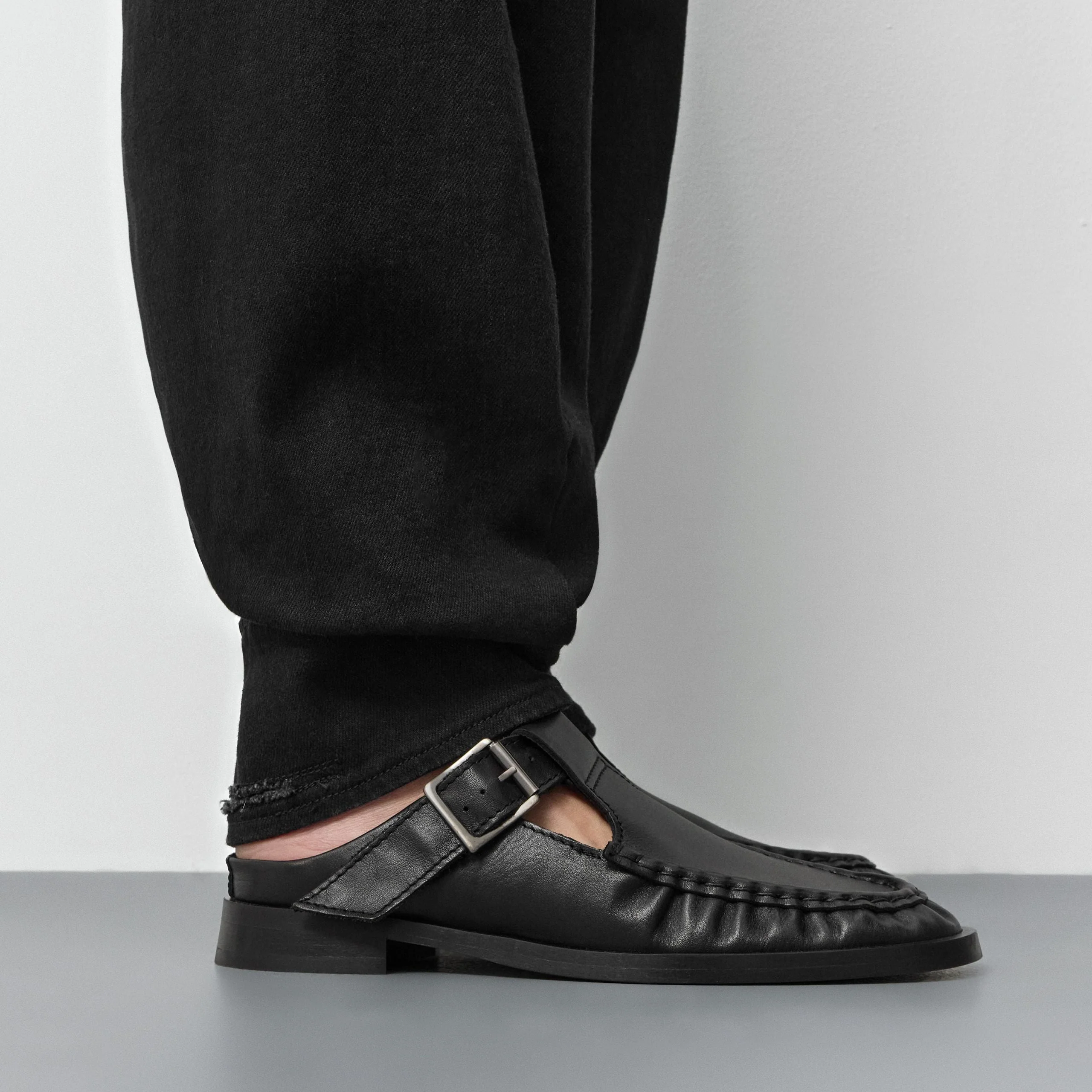 MIISTA Gianna Black Buckled Mules