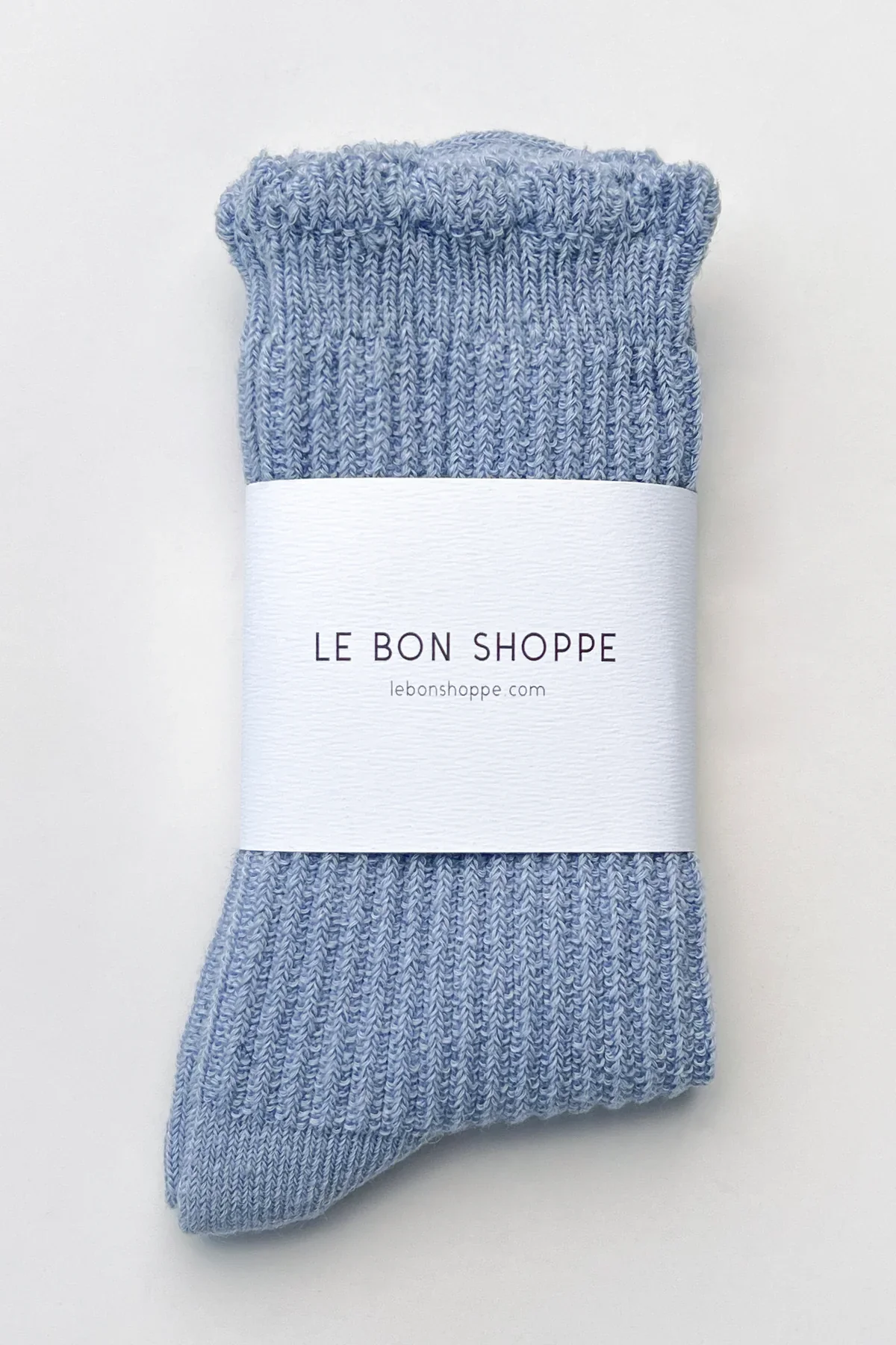 LE BON SHOPPE LINEN SCALLOP SOCKS PALE BLUE - Image 3