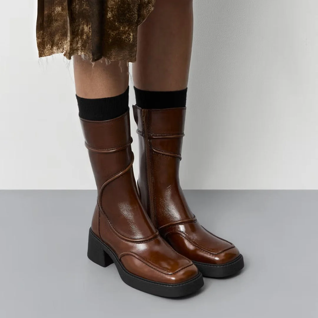 MIISTA Malene Tan and Black Ankle Boots