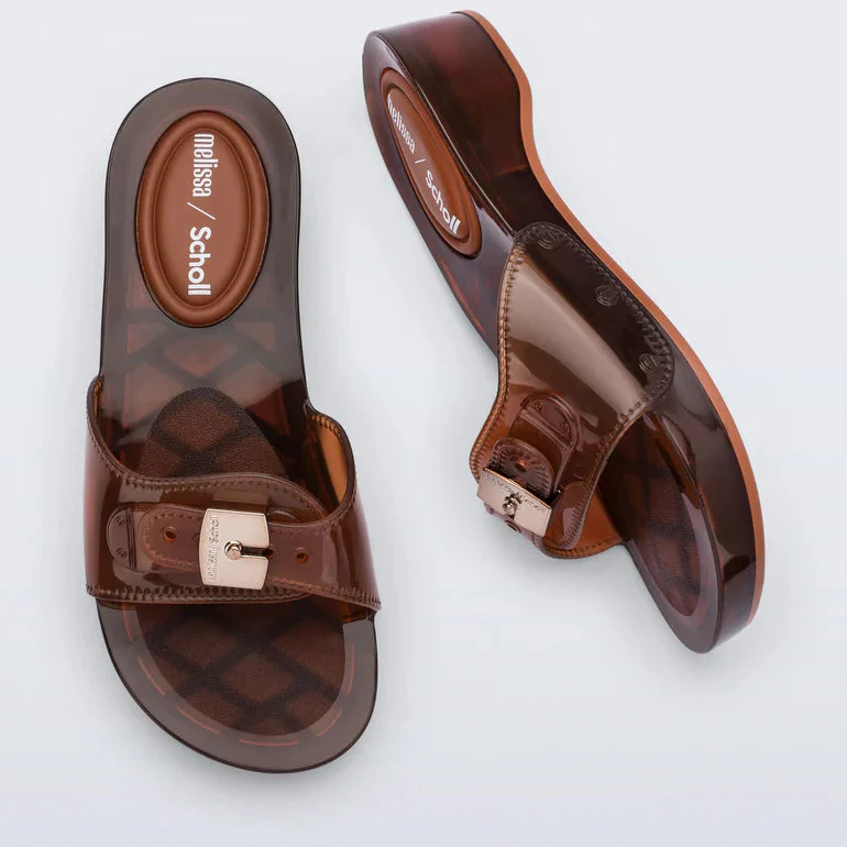 MELISSA PESCURA HEEL AND SCHOLL CLEAR BROWN