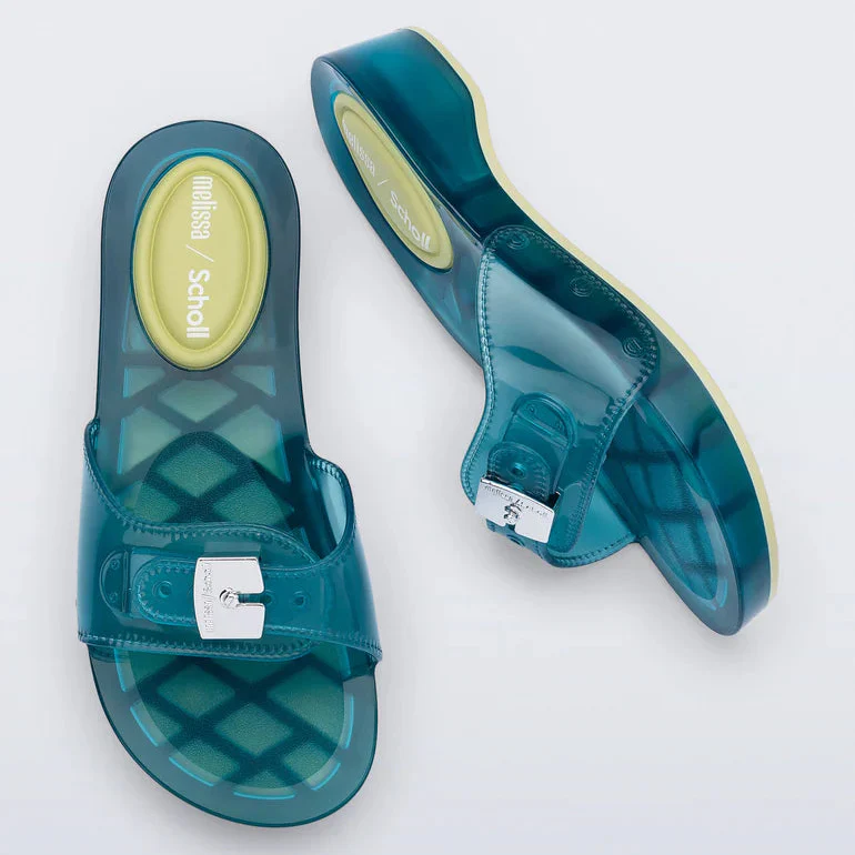 MELISSA PESCURA HEEL AND SCHOLL TRANS BLUE