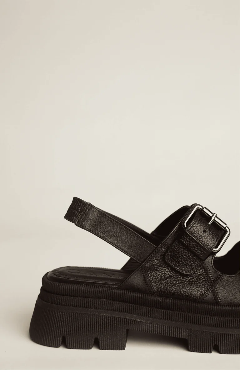 CANELLA SANDALIAS PATCH BLACK LEATHER SANDALS - Image 3
